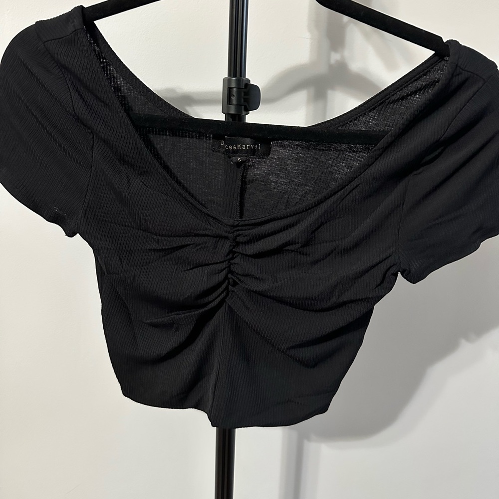 Dance & Marvel Black Ruched Crop Top